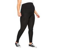 Bump It Up Maternity Curve Cotton Stretch Leggings with Comfort Panel - Women's - Plus Size Curve Black