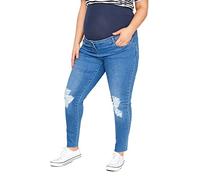 Bump It Up Maternity Curve Light Ripped Stretch Ava Jeans with Comfort Panel - Women's - Plus Size Curve Blue