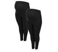 Bump It Up Maternity Yourset 2 Pack Leggings with Comfort Panel and Stretch - Women's - Plus Size Curve Black