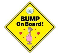 Bump On Board Sign, Bump Car Sign, Pregnancy Car Sign, Expectant Mum Car Sign, High Visibility Baby Car Sign With Suction Cup to Notify of Prgenant Mum to be in Car 14 cm x 14cm x 2cm