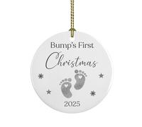 Bump’s First Christmas Tree Decoration Ornament Bauble Baby Announcement Keepsake - Pregnant Mum Gift - Expecting Family Christmas Décor - Ceramic Holiday Ornament with Baby Footprints Design (2025)