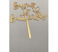 Bump to Butterfly Gold Acrylic Cake Topper, Decorative Party Supplies, for Newbaby Welcome/Gender Reveal Party Decoration and Birthday Celebration Decoration