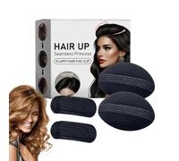 Bump Up Hair - Clip 4 Pack Black Nylon, Sponge Styling Insert, Invisible Braiding Tool Pad, Women Girls Elegant Hairstyle Secure Hold | Long Hair Bun Creator For Wedding Party Daily Wear