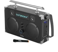Bumpboxx Bluetooth Boombox Ultra Plus | Retro Boombox with Bluetooth Speaker | Includes Rechargeable Lithium Battery, Carrying Strap & Mic | Easy to Carry | Black