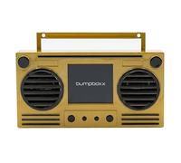 Bumpboxx Microboom Wearable Bluetooth Speaker Necklace, Portable Retro Gold Plated Boombox Speaker with TWS Pairing, Rechargeable Battery, MicroSD Support, Hands-Free Audio, 24" Chain