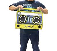 Bumpboxx Remixx Retro Bluetooth Boombox | Portable Cassette-Style Speaker with High-Fidelity Sound & Wireless Mic | Highlighter Yellow