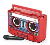 Bumpboxx Remixx Retro Bluetooth Boombox | Portable Cassette-Style Speaker with High-Fidelity Sound & Wireless Mic | Electric Red