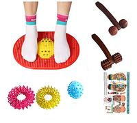 Bumper Acupressure Mat with Magnets Pyramids for Pain Relief & Total Health Care 14x10 Inches FREE SuJok Rings, Acupressure K-Roll, Power Ball, Power Thumb & Reflexology Chart for Hand & Feet