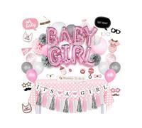 Bumper Baby Shower Set - It's a Girl! Big Party Set Including Foil Balloons, Table Cloth, Photo Booth Props & More