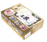 Bumper Box of 30 Mixed Traditional Christmas Cards - 6 Designs Per Pack