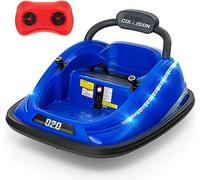Bumper Car for Toddlers, 12V Kids Electric Ride on Toy with Remote Control, Battery Powered Vehicle Racer for Baby, 360 Degree Spin Rotation, Colorful Flashing LED Lights, Music (Blue)