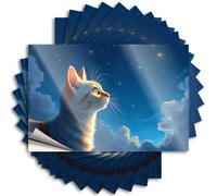 Bumper Cottage Custom Stickers, Case Waterproof Cat Gazing At The Starry Sky for Hydro Flask | Half Vinyl Decals for Sand Holiday Gift(12X18CM)