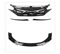 Bumper Grille For Civic 10th Gen 2016-2018 Front Upper Grille Hood Mesh+Lower Spoiler Bumper Splitter Lip Board Car Body Kit Splitter