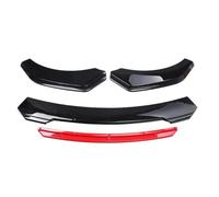 Bumper Lip Trim Spoiler Universal Car Front Bumper Lip Body Kit Spoiler Decorative Strip Splitter Exterior Parts For Mazda(Bright Black Red)