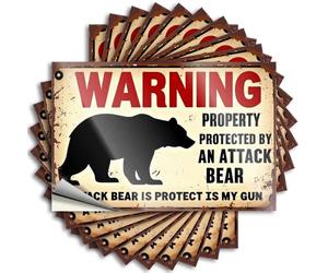 Bumper Mens Bathroom Decor Custom Stickers, Bumper Waterproof Warning: Property Protected By an Attack Bear. for Hydro Flask | Cats Vinyl Decals for Hunting Holiday Gift(12X18CM)