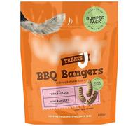 Bumper Pack BBQ Bangers Mini Bangers with Pork Sausage Dog Treats 500gm, No added sugar, Enriched with vitamins, Enriched with minerals, Approximate Dimensions (Product): H18.4 x W13 x D3.5cm