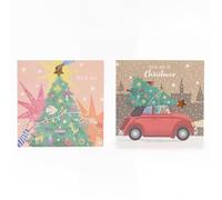 Bumper Pack of 30 Christmas Cards | 2 Festive Designs | Folded Greeting Cards with Envelopes | Assorted Multicoloured Holiday Cards | Approx 12cm x 12cm