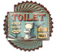Bumper Personalized Back Yard Decorations Hard Vintage Signage: A Multilingual Guide to The Toilet - No Residue Decals for Standing(6X9CM)