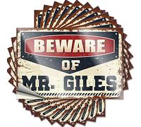 Bumper Plain Custom Stickers, Bottle Waterproof Beware of Mr. Giles for Hydro Flask | Funky Vinyl Decals for Thankful Holiday Gift(8X12CM)