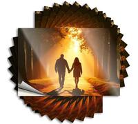 Bumper Sticker A Couple Walks Hand in On A Sunlit Path. Stickers 10Pcs Car Accessories Funny Bumper Stickers(8X12CM)