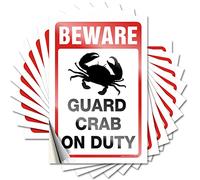 Bumper Sticker Beware! Guard Crab On Duty Funny Sticker 10 Pcs BumperStickers Funny Signs for Bar(12X18CM)