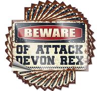 Bumper Sticker Beware of Attack Devon Rex Funny Sticker 10 Pcs Bumper Sticker Window Stickers for Car(8X12CM)