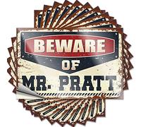 Bumper Sticker Beware of Mr. Pratt Funny Sticker 10 Pcs Stickers for Cars Funny Sticker(12X18CM)