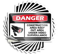 Bumper Sticker Danger Construction Area Keep Out Area Under Video Surveillance Stickers 10Pcs Anti Biden Stickers Bar Rules Sign(8X12CM)