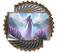 Bumper Sticker Enchanted Lake with Ethereal Figure Surrounded by Lavender Fields Stickers 10Pcs Funny Car Decals Car Decals(6X9CM)