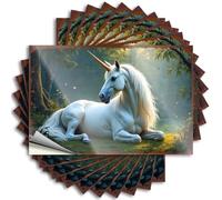 Bumper Sticker Enchanted Unicorn Resting in A Mystical Forest Glade Stickers 10Pcs Car Banner Sticker Windshield Car Stickers for Men(8X12CM)