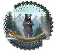 Bumper Sticker Grizzly Bear Enjoying A Cozy Cup of Coffee in The Mountains Stickers 10Pcs Car Banner Sticker Windshield Car Stickers for Men(12X18CM)