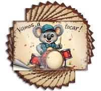 Bumper Sticker Koala Drummer: Let's Play Music! Stickers 10Pcs Bar Accessories Man Cave Car Stickers for Men(8X12CM)