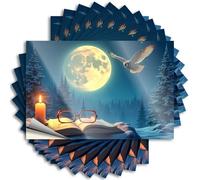 Bumper Sticker Magical Night: Moonlight, Candle, and Owl Stickers 10Pcs Car Warning Sticker Hardhat Stickers and Decals(6X9CM)