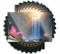 Bumper Sticker Magical Waterfall with Pink Butterflies Stickers 10Pcs Car Warning Sticker Hardhat Stickers and Decals(12X18CM)