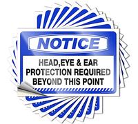 Bumper Sticker Notice Head,Eye & Ear Protection Required Beyond This Point Stickers 10 Pcs Stickers for Cars Funny Sticker(6X9CM)