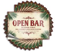 Bumper Sticker Open Bar to Good Times: A Tropical Celebration Stickers 10Pcs Bar Accessories Man Cave Car Stickers for Men(12X18CM)