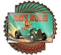 Bumper Sticker Rats Rule! Vintage Car Adventure Stickers 10Pcs Car Accessories Funny Bumper Stickers(8X12CM)