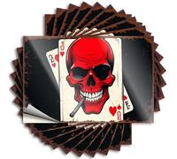 Bumper Sticker Red Skull with Playing Cards. Stickers 10Pcs Sticker Box Christmas Car Stickers(6X9CM)