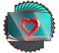 Bumper Sticker Shiny Red Heart On Turquoise Background Stickers 10Pcs Stickers for Cars Funny Truck Stickers(8X12CM)