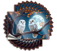 Bumper Sticker Two Snowy Owls Perched On A Branch Under A Full Moon Stickers 10Pcs Car Banner Sticker Windshield Car Stickers for Men(12X18CM)