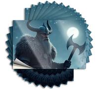 Bumper Sticker Viking Warrior with Horned Helmet Holding Axe Under Moonlight. Stickers 10Pcs Car Accessories Funny Bumper Stickers(6X9CM)