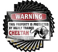 Bumper Sticker Warning This Property is Protected By A Highly Trained Cheetah Funny Sticker 10 Pcs Car Stickers Funny Funny Room Signs(6X9CM)