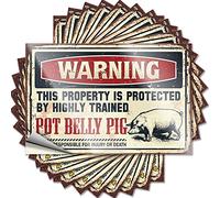 Bumper Sticker Warning This Property is Protected By A Highly Trained Pot Belly Pig Funny Sticker 10 Pcs Stickers for Cars Funny Sticker(8X12CM)