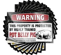 Bumper Sticker Warning This Property is Protected by A Highly Trained Pot Belly Pig Funny Sticker 10 Pcs Bar Accessories Man Cave Funny Sticker(8X12CM)