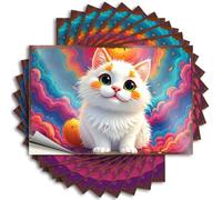 Bumper Sticker Whimsical Whiskered Wonder: A Colorful Cat's Tale Stickers 10Pcs Car Banner Sticker Windshield Car Stickers for Men(8X12CM)