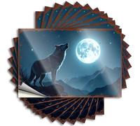 Bumper Sticker Wolf Howling at The Moon: A Nighttime Adventure Stickers 10Pcs Tool Box Stickers Outdoor Bar Decor(12X18CM)