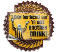 Bumper Sticker Yup, I'm Furthest from God, So I'll Have Another Drink! Stickers 10Pcs Warning Stickers for Cars Funny Street Signs(6X9CM)