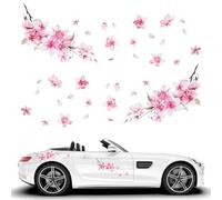 Bumper Stickers, 2Pcs Pink-Cherry Blossom Car Sticker, Flower Decal Windshield Window, For Motorcycles, Trucks, Boats, Home Decor On Windows And Walls