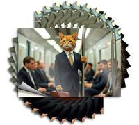 Bumper Stickers A Cat in A Suit Stands On A Subway Train, Holding onto A Pole. Stickers 10Pcs Car Window Stickers Bar Sign for Home Decor(12X18CM)