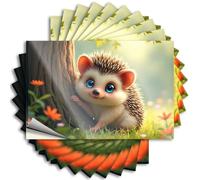Bumper Stickers A Cute Hedgehog with Big Blue Eyes is Hiding Behind A Tree in A Sunny Forest Sticker 10Pcs Car Banner Sticker Windshield Tool Box Stickers(8X12CM)